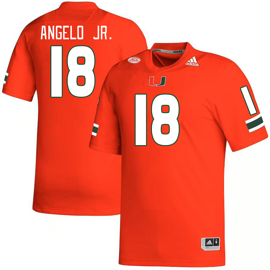 Men #18 Aristides Angelo Jr. Miami Hurricanes College Football Jerseys Stitched-Orange